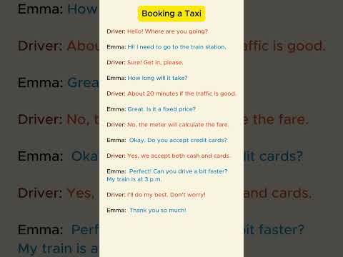 Traveling conversation in english - Booking a Taxi. #Short