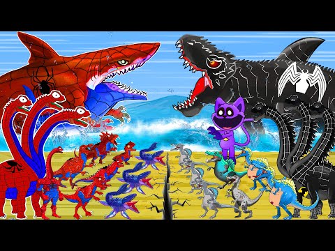 RAINBOW CATNAP's KITTENS x GODZILLA Evolution of DINOSAURS: Monster Megalodon (Cartoon Animation)