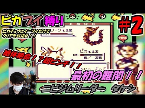 【ピカブイ縛りpart2】強敵！ニビジムリーダータケシ！【ピカチュウ版】【ポケットモンスターピカチュウ】【実況プレイ】