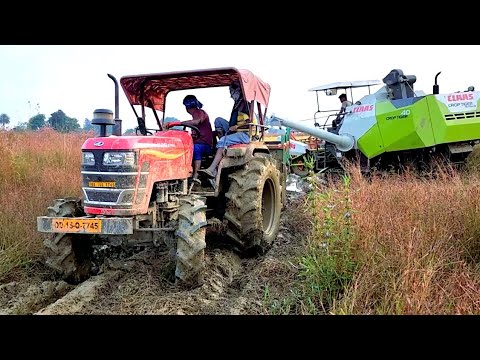 CLAAS combine Harvester in deep mud | Mahindra Yuvo 575 4wd | Bearing change  claas..