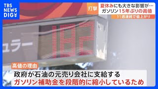 ガソリン価格は約15年ぶりの高値水準に　背景に石油元売りへの補助金の縮小｜TBS NEWS DIG