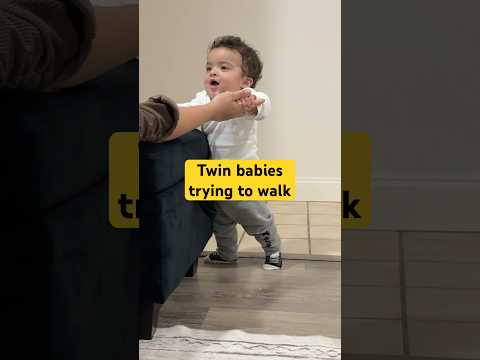 ￼ Twins trying to walk  😱😂😂 #baby #twins #funny #twinlittle ￼