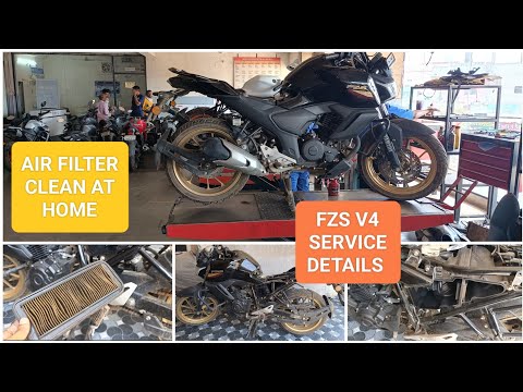 Yamaha fzs v4 Air filter clean nd change at home l fzs v4 service l fzs v4 2024 l fzs v4 air filter