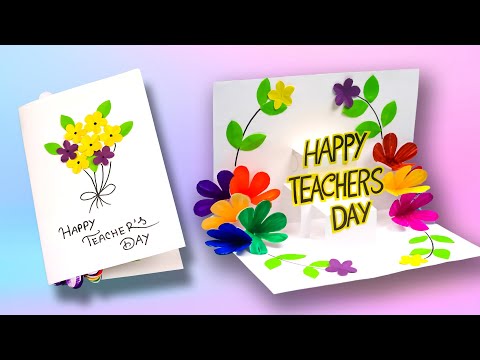 DIY Easy teacher's day card - Handmade teacher's day pop uo card idea - Flower greeting card