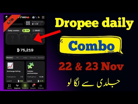 Dropee Daily Combo Today 22 & 23 November | Dropper daily Combo Today | Dropped Daily combo Today