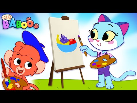 Club Baboo Dinosaur Painting Cartoon | Katy paints a still life with a T-REX! | Dino Compilation