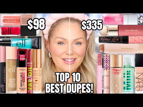 10 *BEST* Drugstore Makeup DUPES 2023 🤩 Full Face of Dupes High End vs Drugstore Makeup