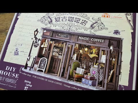 Box opening DIY miniature house vintage coffee shop