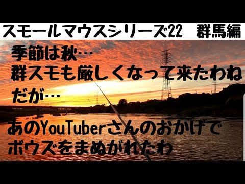 【川スモールマウスバス釣り　シリーズ22　群馬編】１０月秋スモールを狙うも厳しくデコりかけたが、あのYouTuberさんのおすすめルアーでデコ回避!!