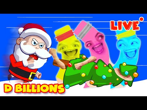 LIVE - D Billions Merry Christmas! 🎄 Songs for Kids | Funny Drawing Pencils & Drawn Santa