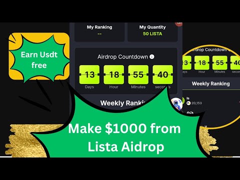 lista Airdrop: pays you with usdt || 13 days to be listed, undermined.backed by binance Lab