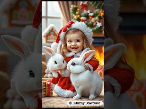 🐰Cute little girl with her bunnies สาวน้อยกับกระต่ายแสนรัก#cutebaby,#cuteanimal,#christmas2024,