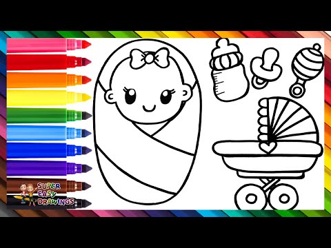 Draw and Color a Baby With Accessories 👶🍼🌈 Drawings for Kids