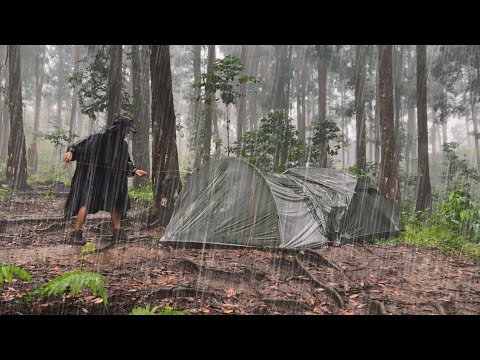 Real Heavy Rain Ever‼️Solo Camping in Really Heavy Rain‼️