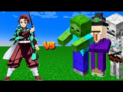 TANJIRO vs 500x ZUMBI / SKELETON / WITCH - EPIC MINECRAFT BATTLE