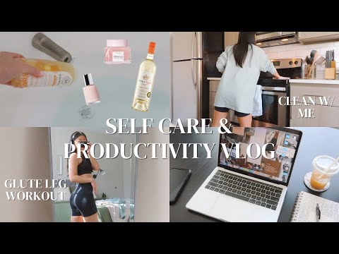 SELF CARE VLOG🧖🏻‍♀️: Staying productive, nighttime routine, glute day workout