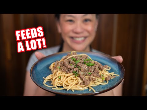 This Asian Garlic Beef Spaghetti Feeds a Growing Family