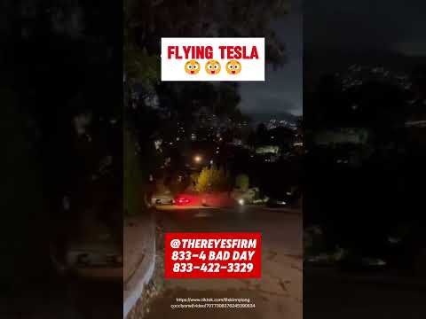 Have you seen a flying Tesla? #baddriver #teslaaccident #teslafail #carcrashes #caughtoncam #Tesla