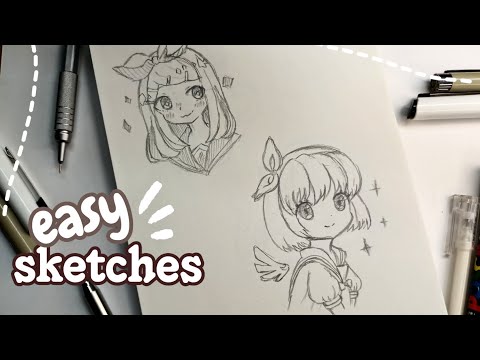 cute random anime character easy sketches  Pt. 4✨ #drawing #anime