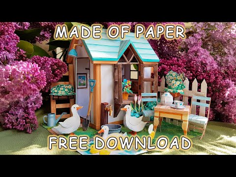 DIY miniature dollhouse made of paper - Canon Creative park Miniature world Garden house for dolls