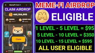 MEMEFI Airdrop Criteria Minimum Level ? | MEMEFI Claim Airdrop | MEMEFI Coin Withdraw in Bank