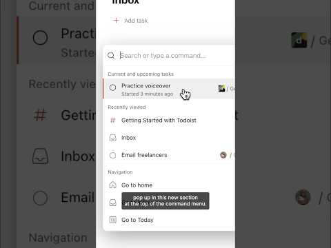 See your current and upcoming tasks directly from the command menu! ✨