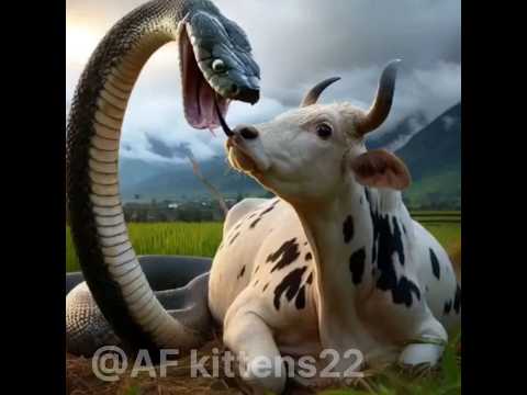 Cow and snake fight#shorts#snake#cow #bigsnake