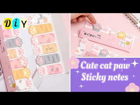 How to make cute sticky notes🐱❤/Cat paw sticky notes/DIY cute sticky notes _ Paper craft