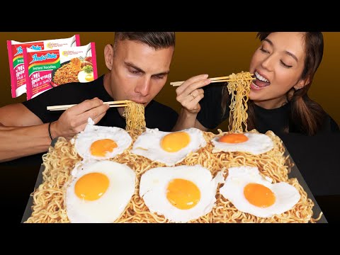 ASMR Spicy Indomie Mi Goreng Noodles Mukbang 🍜 (No talking) | ASMR Couple