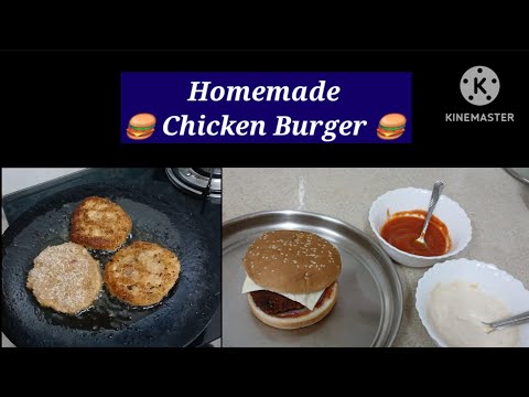 Chicken Burger patty Recipe / Homemade chicken Burger ketchup mayonaise /@ambikassamayal