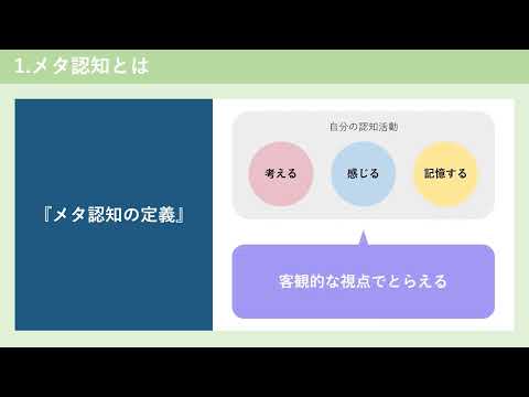 認知を認知する「メタ認知」を鍛える（株式会社セゾンパーソナルプラス　研修動画視聴用）