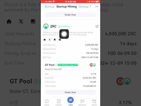 Gate.io “Startup Mining” Stake to Earn: Zircuit(ZRC) 🤑