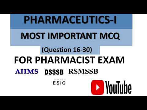 pharmaceutics 1 MCQ  #DSSSB #GPAT #DrugInspector #DrugInspectorsyllabus