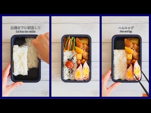 How to pack Japanese Bento🍱 Rice Magic Bento Lunch Box #115 ~Two Rectangles~