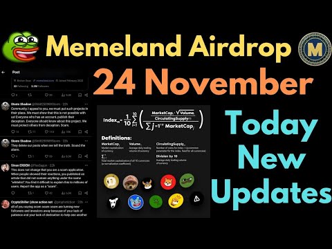 Memeland Telegram Airdrop | New Community Updates || 1 week Extended For Ton Task  ||