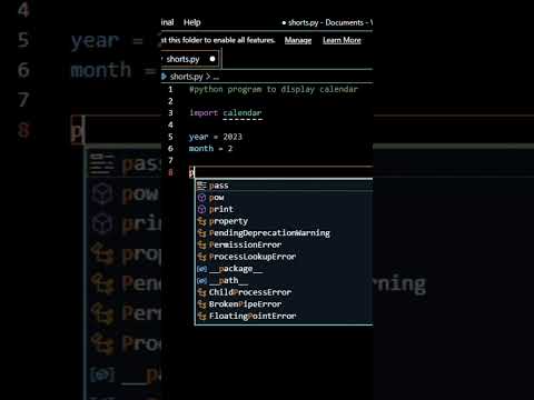 Display Calender using Python Code #shorts #coding #programming