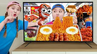 Mukbang Fire Spicy Noodle Tteokbokki Black Food eating sound by HIU 하이유