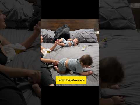 Twin babies trying to escape  cute baby funny ￼