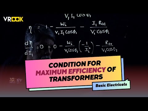 Condition for maximum efficiency of Transformers