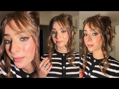 Smokey Eyliner look | How to apply Flawless Foundation | Dewy Look