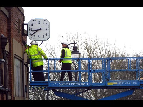 Easington Colliery Old School Clock Installation after a complete Restoration 12-12-2023