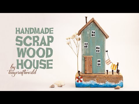 Nautical Lonely scrap wood Seaside house (handmade house decoration)