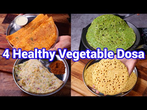 4 Instant Vegetable Dosa Recipes - Healthy Breakfast Dosa Recipes | Instant Dosa Recipes