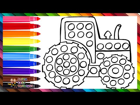 Draw and Color a Tractor POP IT 🚜🔴🟠🟡🟢🔵🟣🌈 Drawings for Kids