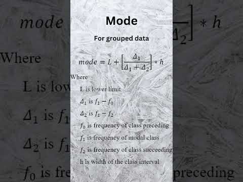 Mode - Measures of central tendency (Grouped Data) #mode #statistics