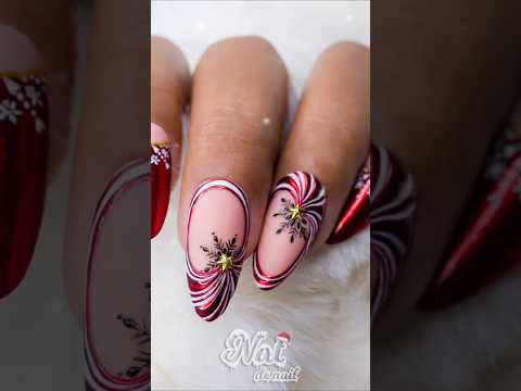 Red Candy Christmas Nail Art #beautiful #natdenail #nailtutorial #uñas