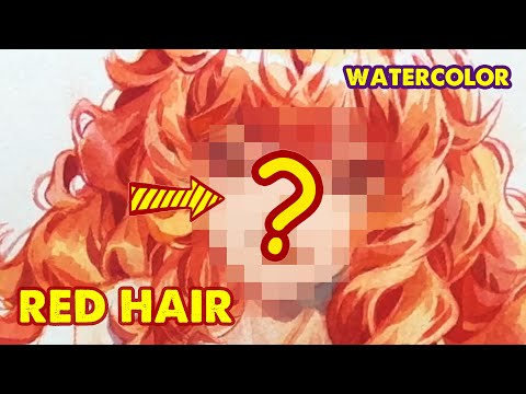 How To Draw Red Hairs - Watercolor | Padparadscha from Houseki no Kuni