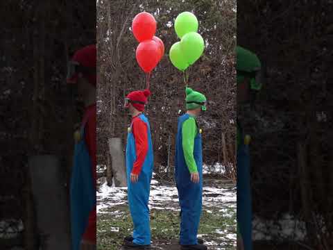 Mario VS Luigi Balloon Battle In Real Life