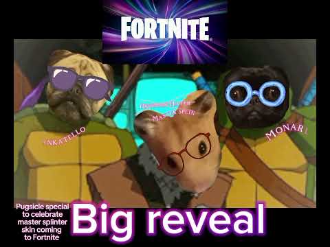 fortnite big reveal, new skins, TMNT master splinter fun with pets, pugs and hamster Fortnite fan