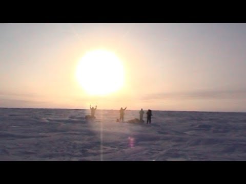 Take off from the helicopter from the first departure point - Geographic North Pole 2002 expedition